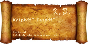 Kripkó Dezső névjegykártya